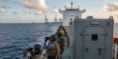 Professional featured image for maritime/shipping article: How Ships Defend Against Pirates with Gua