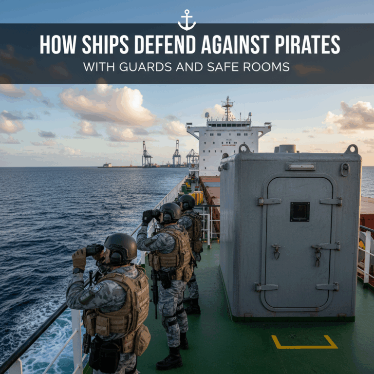Professional featured image for maritime/shipping article: How Ships Defend Against Pirates with Gua