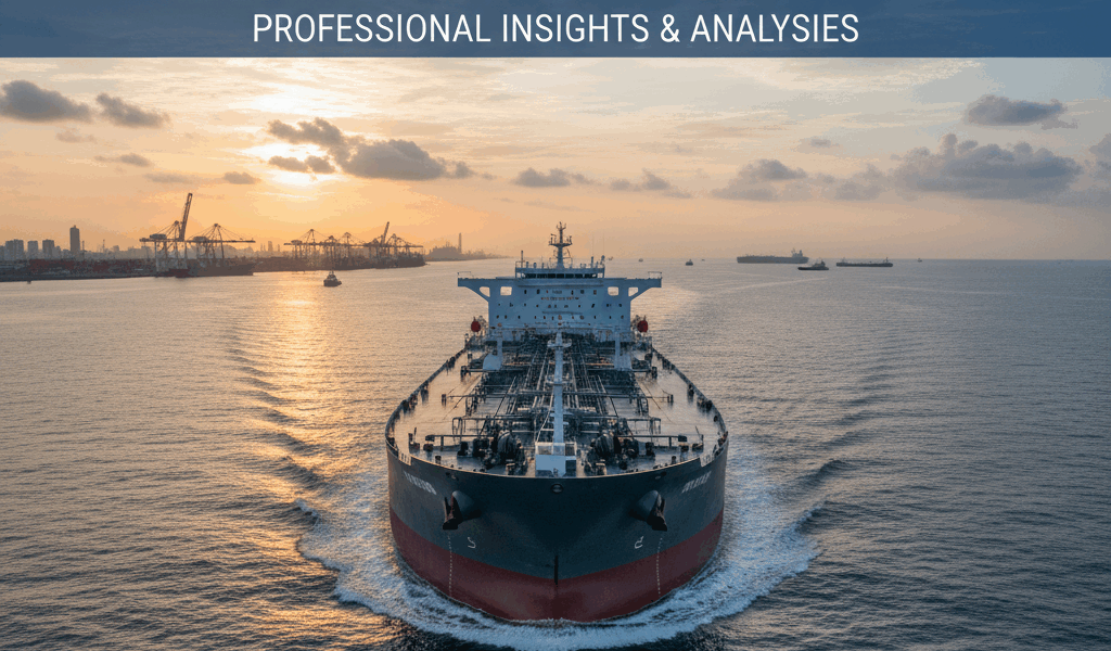 Professional featured image for maritime/shipping article: Tanker Market News. High quality photogra
