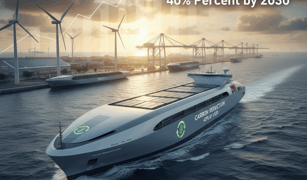 Professional featured image for maritime/shipping article: How Shipping Plans to Cut Carbon 40 Perce