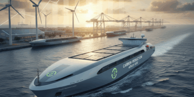 Professional featured image for maritime/shipping article: How Shipping Plans to Cut Carbon 40 Perce