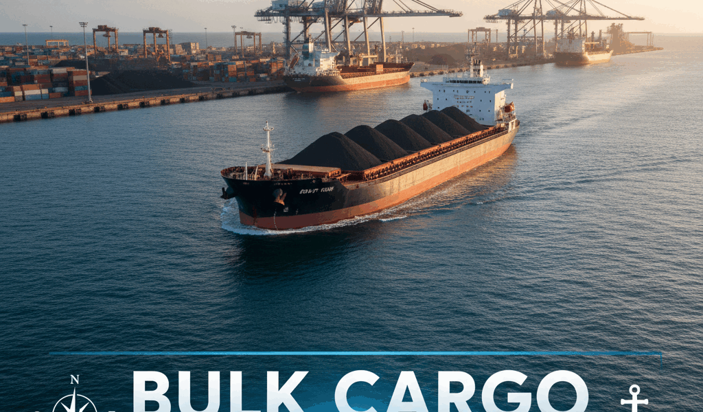 Professional featured image for maritime/shipping article: Bulk Cargo Updates. High quality photogra